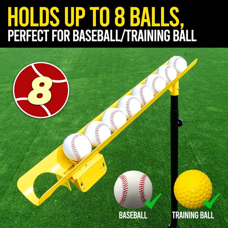 PLAYAPUT Baseball Soft Toss Machine with Rebound Net,Electric Motor Soft Toss Training System Hold Up 8 Balls,Height and Speed Adjustable Baseball Pitching Machine For Coaches,Professional | Included Carrybag - Image 4